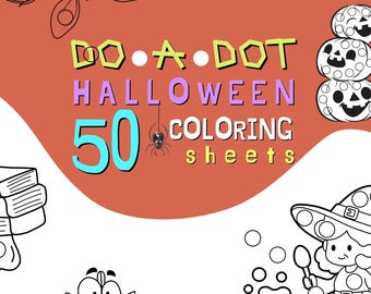 Halloween Dot Marker Coloring Pages: Animals Activity Worksheet (PDF Download)