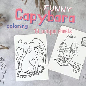 Printable Capybara Coloring Pages - Child-Friendly Designs, Unique capybara characters coloring sheets, preschool activities, toddlers fun