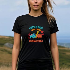 Retro Just a Girl Who Loves Dinosaurs Womens fit Short Sleeve Tee Stem for Women and Girls who Love Dinosaurs tshirts T-Shirt
