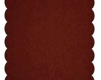 Hand-Tufted Scalloped Edge Wool Rug | Modern Minimalist Area Rug in Terracotta Brown |