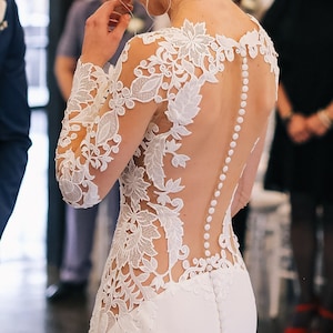 Robe de mariée en dentelle, robe de mariée alternative, robe de mariée à manches longues, robe de mariée sirène, robe de mariée Boho, robe de mariée moderne