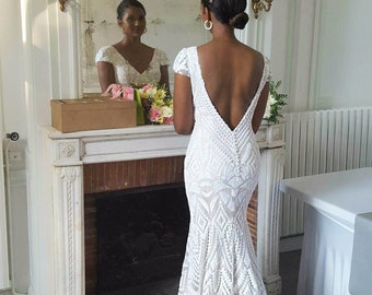Sequin Wedding Dress, Lace Wedding Dress, Simple Wedding Dress, Sparkle Wedding Dress, Wedding Dress, White Sequin Dress