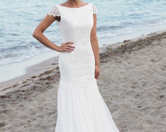 Beach Wedding Dress, Lace Wedding Dress, Simple Wedding Dress, Lace Wedding Gown, Bridal Gown