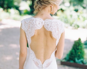 Keyhole Back Wedding Dress, Sexy Wedding Dress, Open Back Wedding Dress, Lace Wedding Dress, Plunging Back Wedding Dress