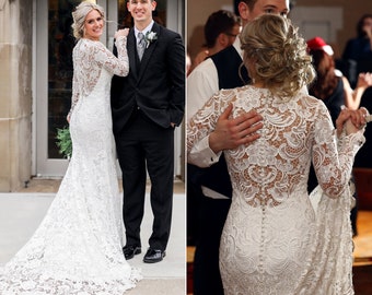 Lace Wedding Dress, Long Sleeve Wedding Dress, Lace Mermaid Wedding Dress, Winter Wedding Dress | AUDREY GOWN