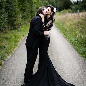 Black Wedding Dress, Black Lace Wedding Dress, Black Lace Gown, Gothic Wedding Dress, Alternative Dress, Twilight Wedding Dress image 2