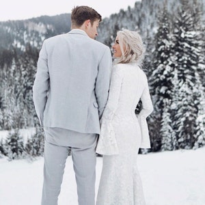 Winter Wedding Dress, Turtle Wedding Dress, Modest Wedding Dress, Lace Wedding Dress, Long Sleeve Wedding Dress image 5