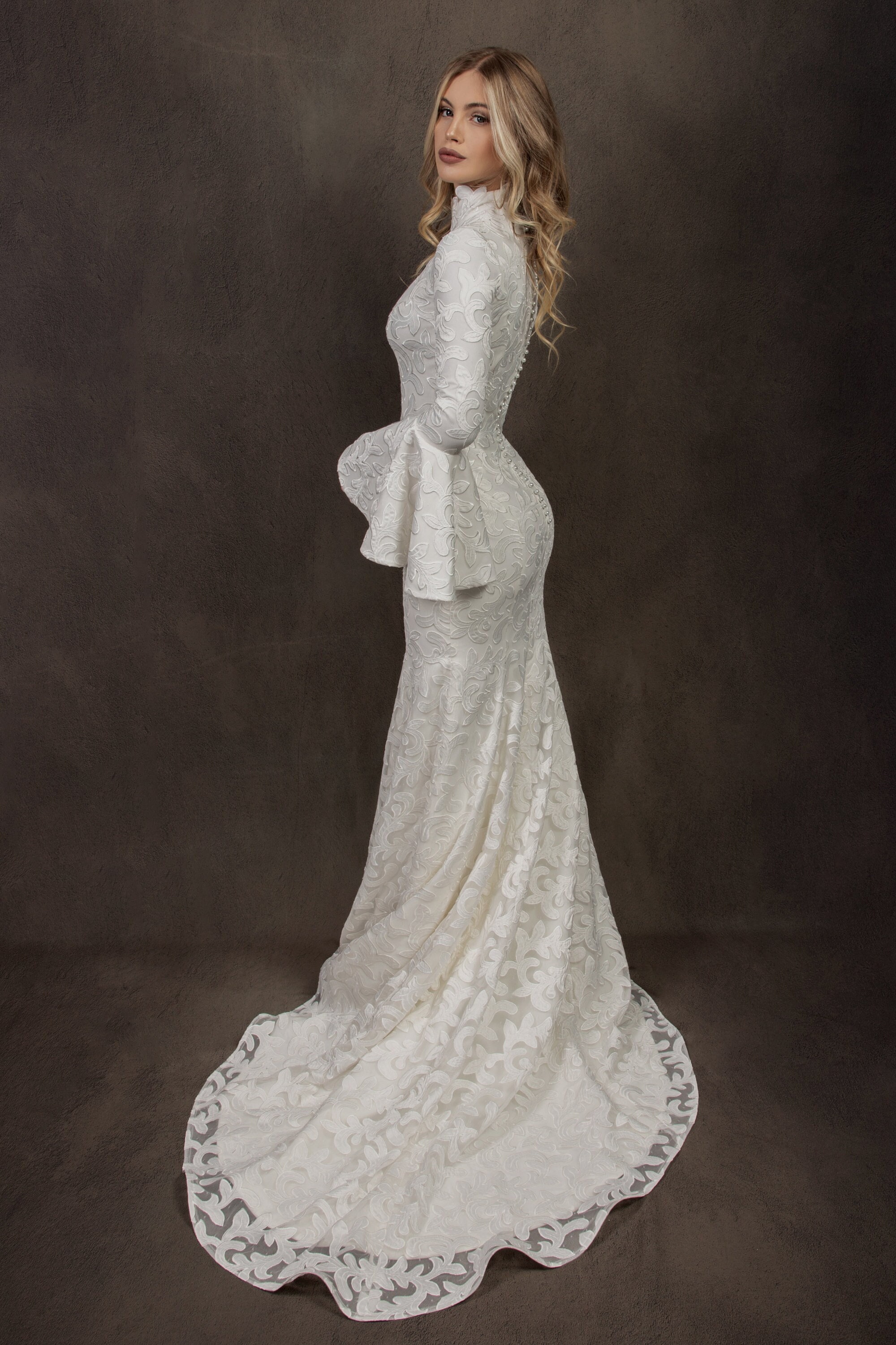 Long Sleeve Wedding Dress, Winter Lace Wedding Dress, Modest