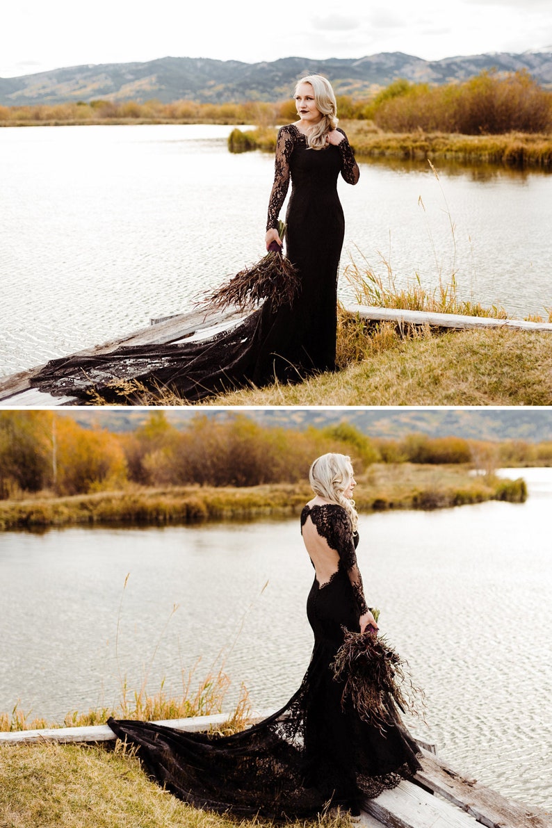 Black Wedding Dress, Gothic Wedding Dress, Alternative Wedding Dress, Black Lace Wedding Dress, Black Bridal Gowns image 4