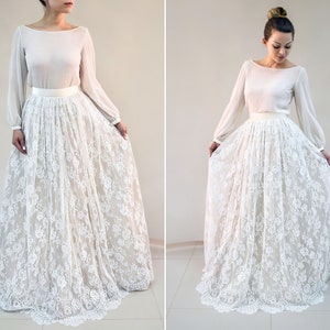 Lace Wedding Skirt, Bridal Separates, Tulle Skirt, A-line Wedding Skirt, Bridal Skirt
