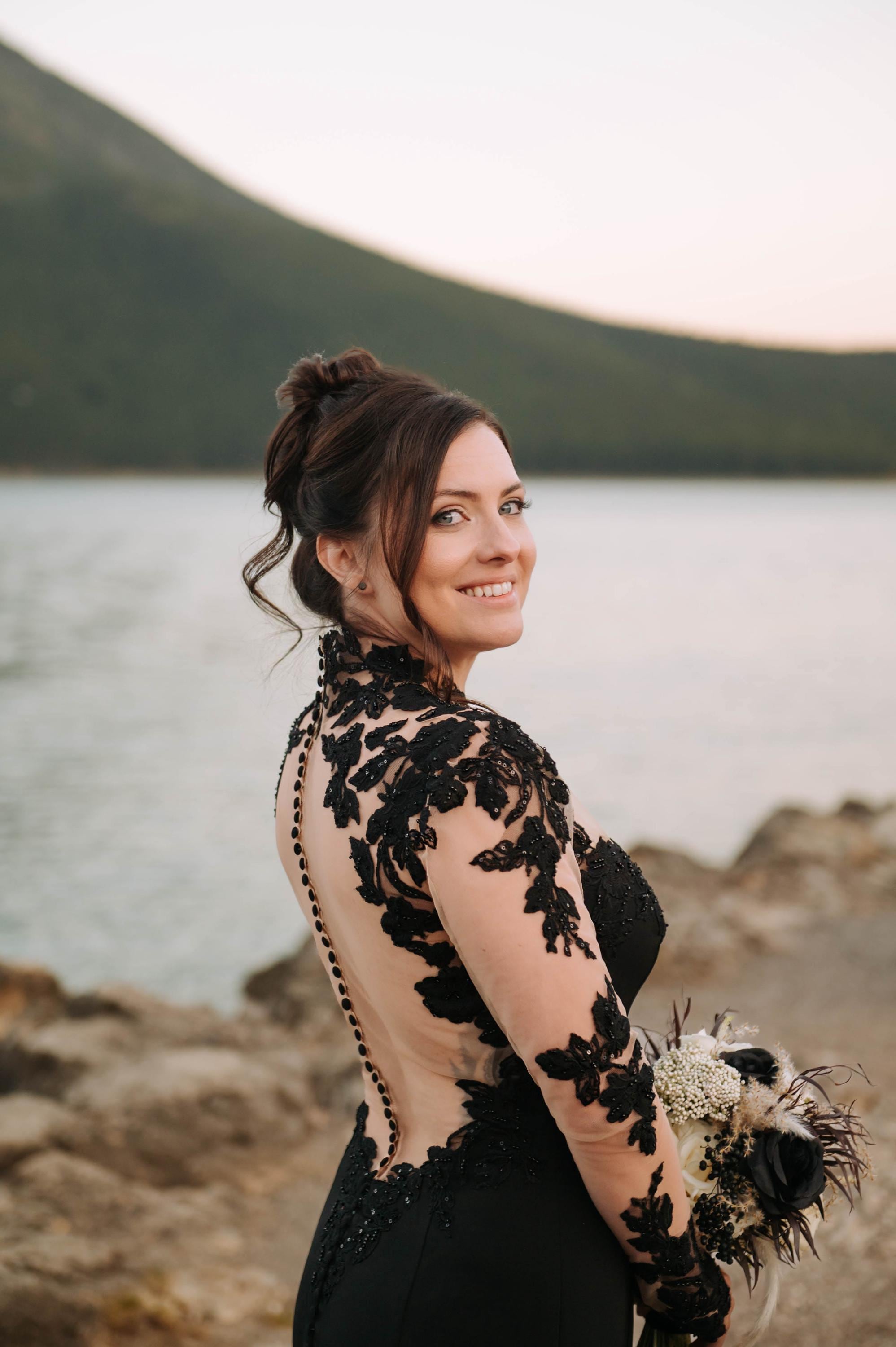 Black Lace Wedding Dress with Long Sleeves, Gothic Wedding Dress, Alternative Wedding Dress | Aurora Fleur Black Lace Wedding Dress with Long Sleeves, Gothic Wedding Dress, Alternative Wedding Dress | Aurora Fleur