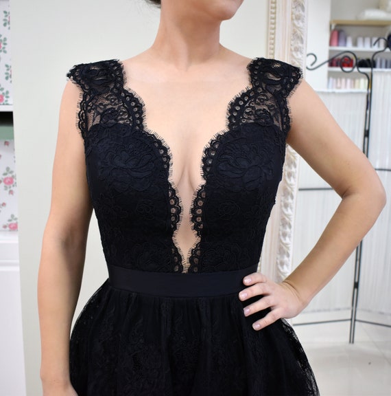 Pack para poner Casi oficial Vestido negro corto Mini vestido negro Vestido de encaje - Etsy España