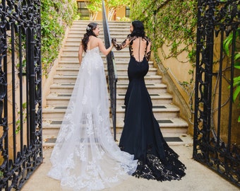Black Wedding Dress, Black Lace Wedding Dress, Alternative Wedding Dress, Gothic Wedding Dress, Long Sleeves, Black Bridal Gown