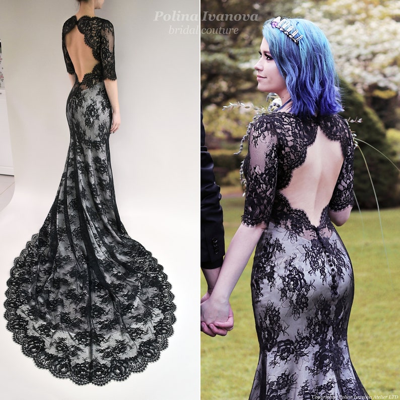 Alternative Wedding Dress Black Wedding Dress Black Lace Etsy