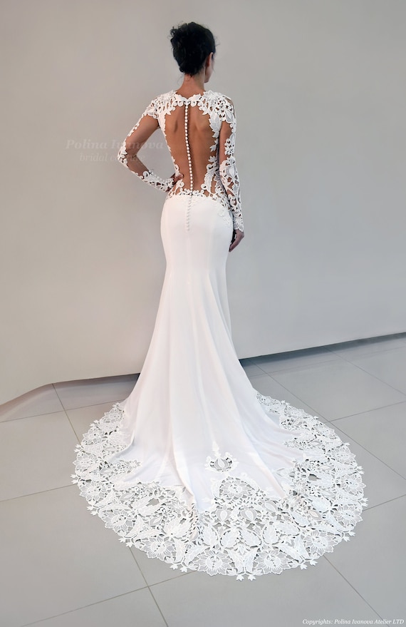 black and white long sleeve wedding dresses