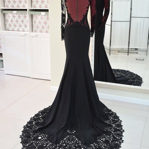 Black Wedding Dress, Black Lace Wedding Dress, Black Lace Gown, Gothic Wedding Dress, Alternative Dress, Twilight Wedding Dress image 9