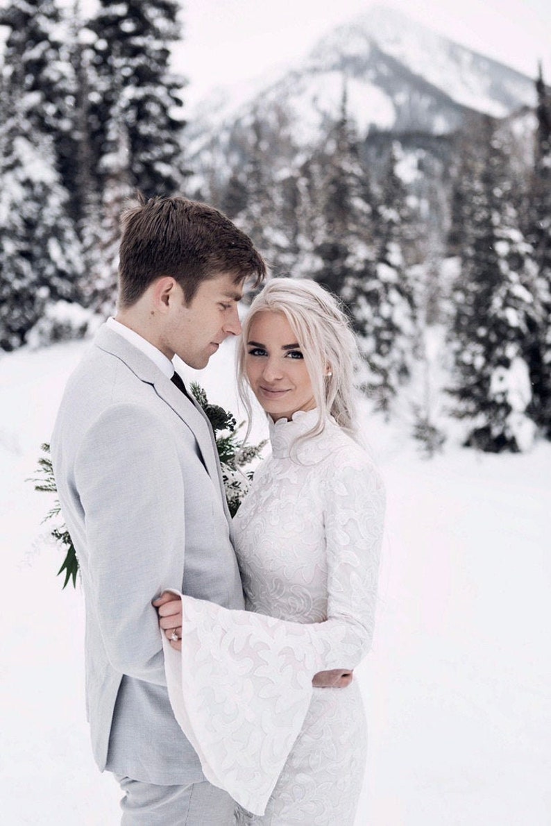 Winter Wedding Dress, Turtle Wedding Dress, Modest Wedding Dress, Lace Wedding Dress, Long Sleeve Wedding Dress image 2