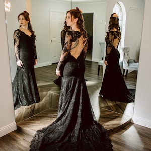 Black Wedding Dress, Gothic Wedding Dress, Alternative Wedding Dress, Black Lace Wedding Dress, Black Bridal Gowns image 6