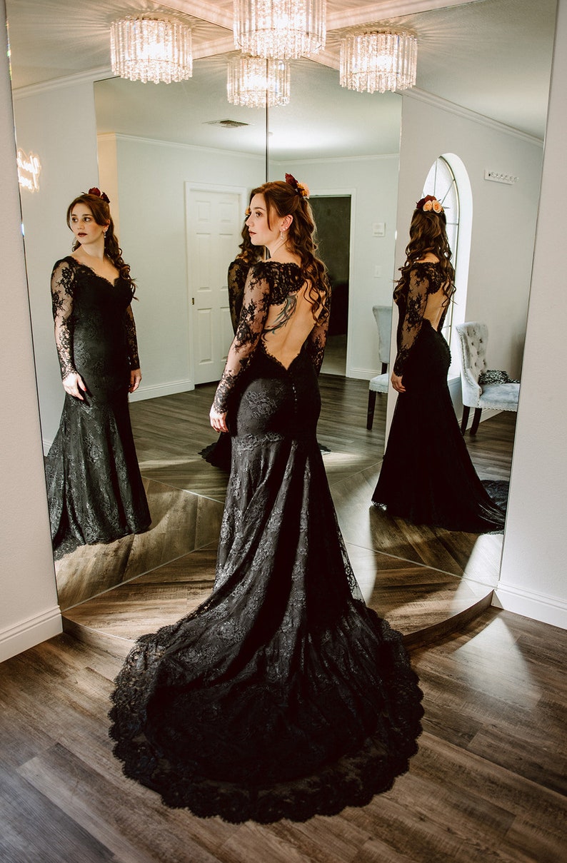 Black Wedding Dress, Gothic Wedding Dress, Alternative Wedding Dress, Black Lace Wedding Dress, Black Bridal Gowns image 6