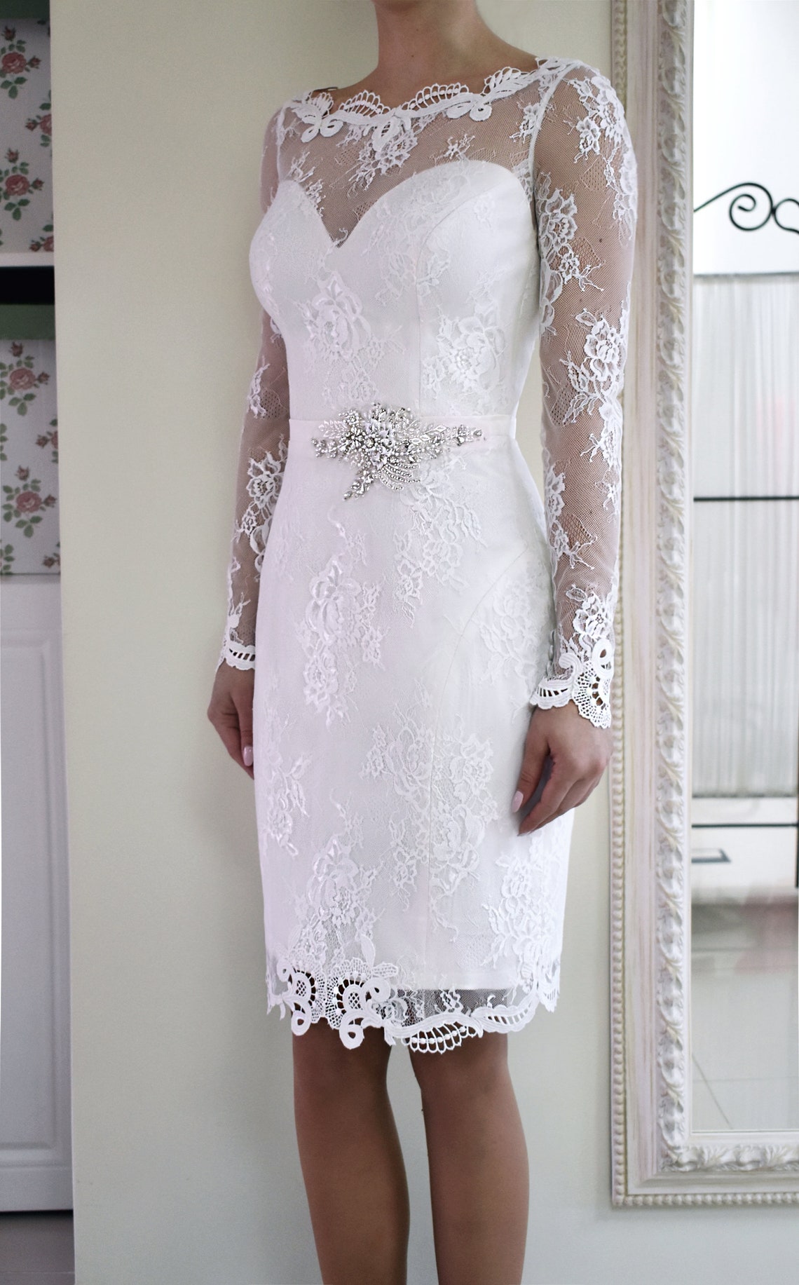 Short Wedding Dress Mini Wedding Dress Knee Wedding Dress - Etsy