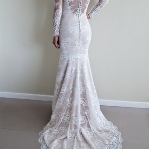 Lace Wedding Dress With Long Sleeves, Illusion Lace Back, Illusion ...