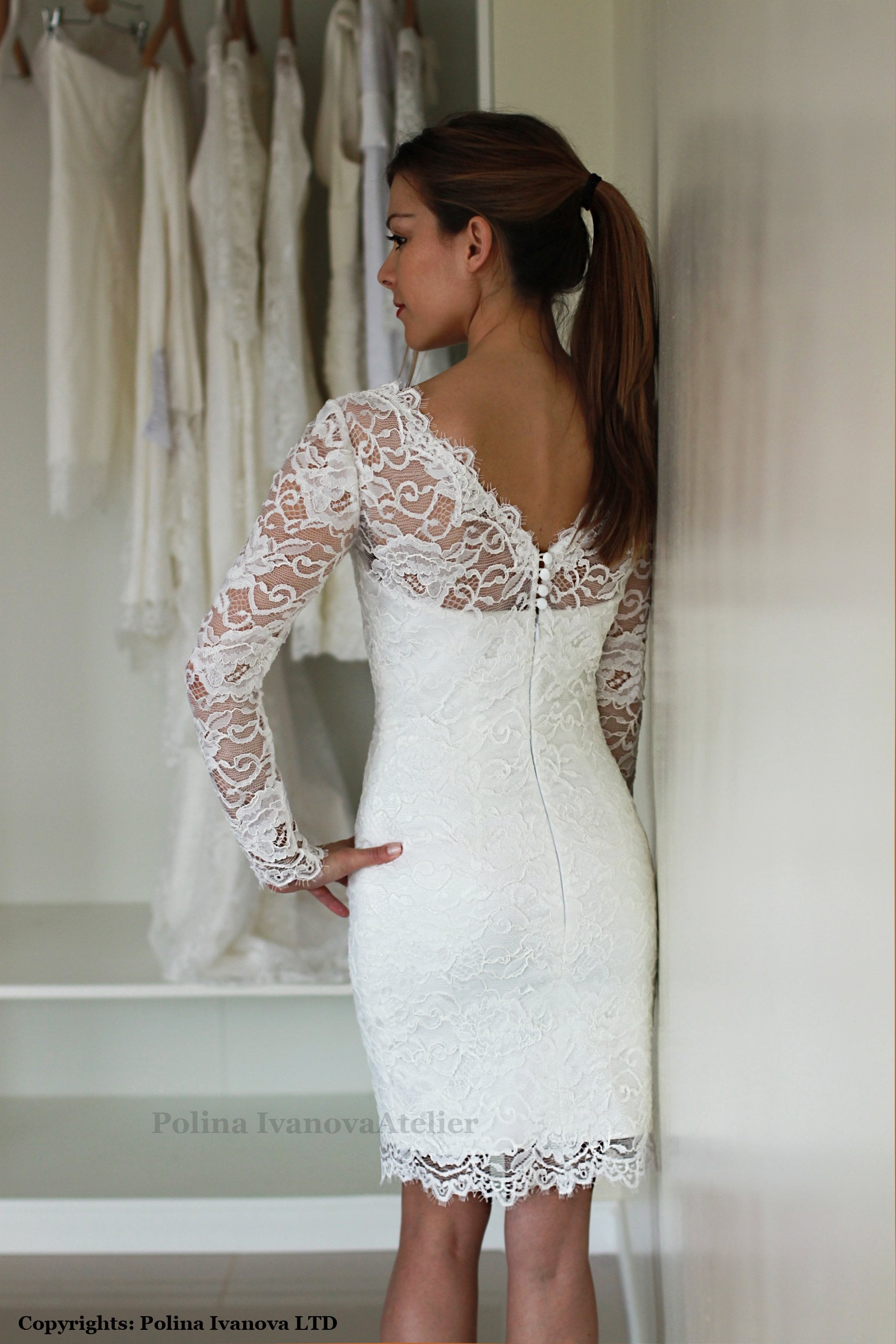 Vestido de novia corto con mangas vestido de recepción - Etsy México Vestido de novia corto con mangas vestido de recepción - Etsy México