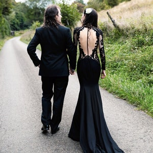 Black Wedding Dress, Black Lace Wedding Dress, Black Lace Gown, Gothic Wedding Dress, Alternative Dress, Twilight Wedding Dress image 5