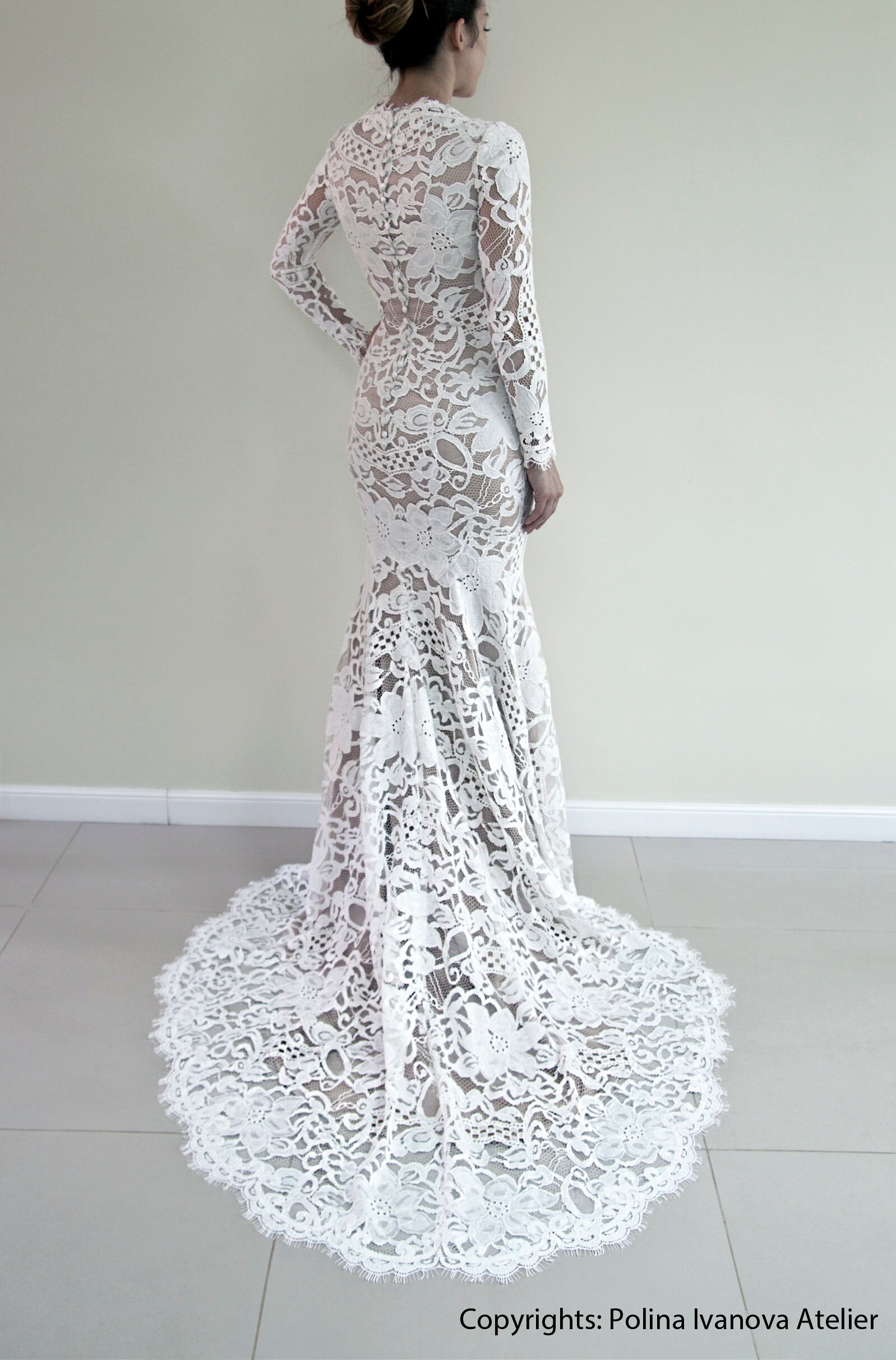 Lace Wedding Dress Boho Wedding Dress Sleeved Wedding Dress - Etsy Canada