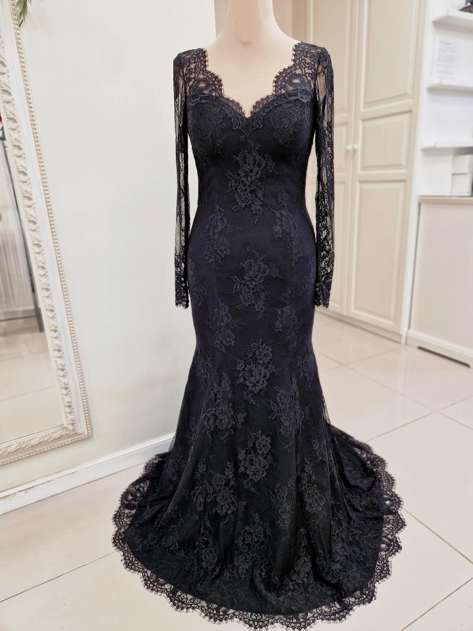 chinese dress ladies The Eloise Dress in Black Chantilly Lace 0 / Black Chantilly Lace main image 0