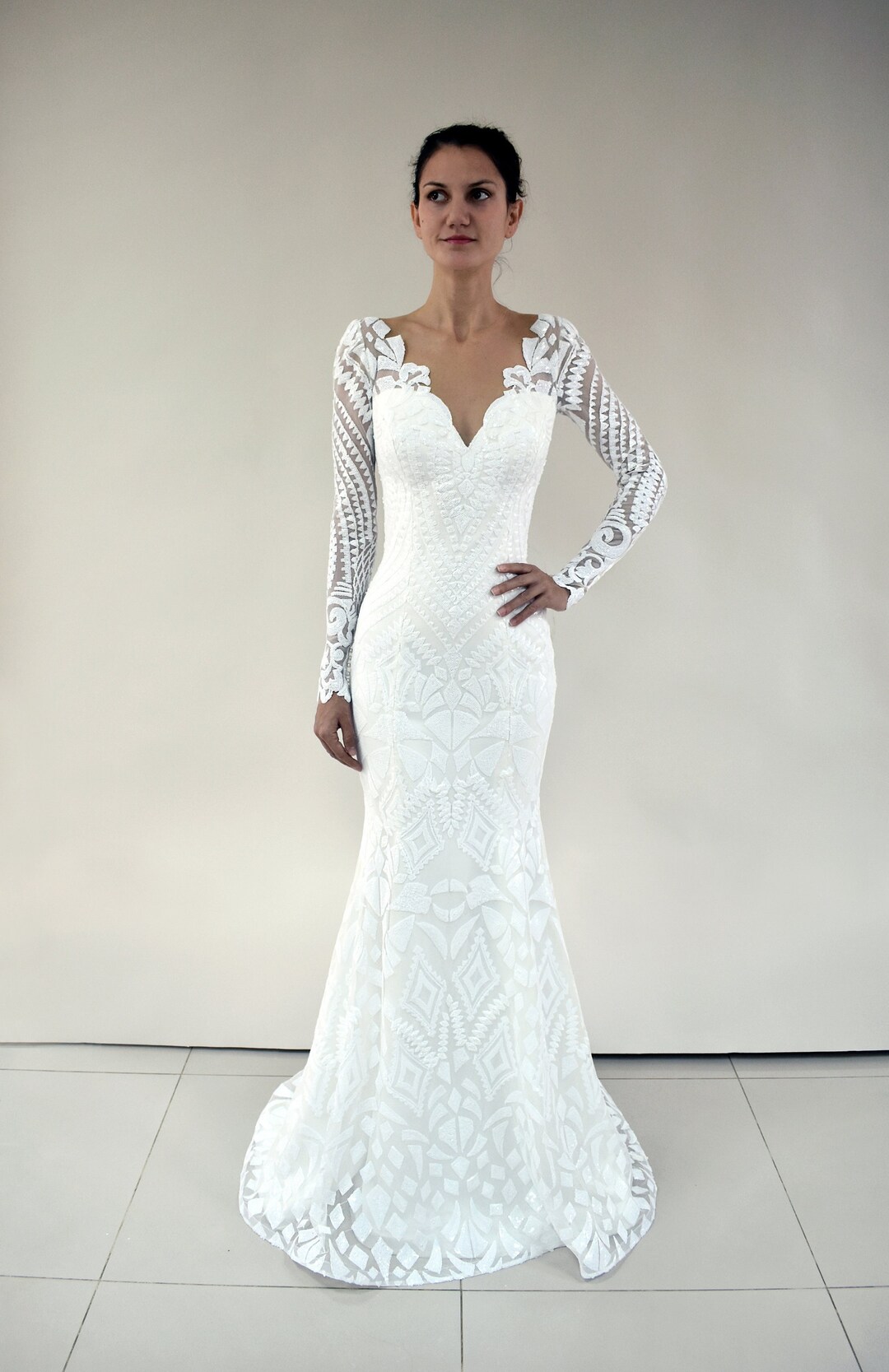 Sequin Wedding Dress, Sparkling Lace Wedding Dress, Winter Wedding