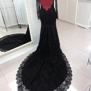 Black Wedding Dress, Gothic Wedding Dress, Alternative Wedding Dress, Black Lace Wedding Dress, Black Bridal Gowns image 8