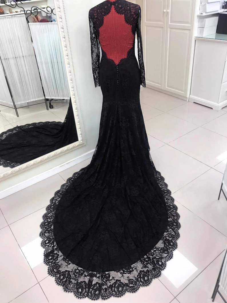Black Wedding Dress, Gothic Wedding Dress, Alternative Wedding Dress, Black Lace Wedding Dress, Black Bridal Gowns image 8