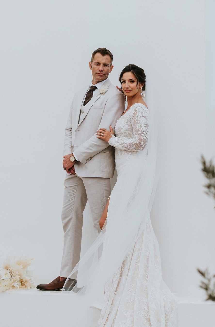 Lace Wedding Dress With Long Sleeves, Lace Bridal Gown, Beaded Wedding Dress,  Sparkly Wedding Dress With Open Back | AMARA - Etsy