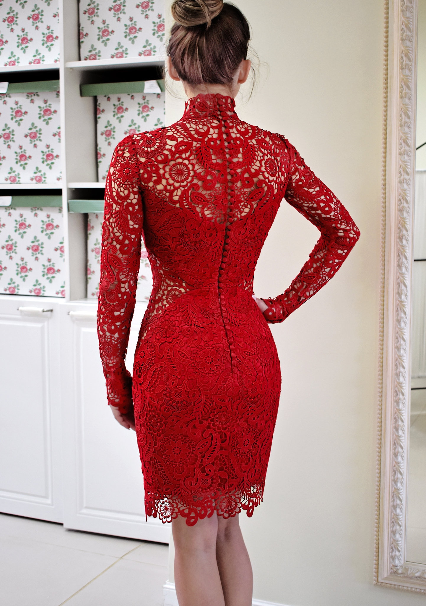 Red Lace Dress, Red Wedding Dress, Red Cocktail Dress, Red Lace
