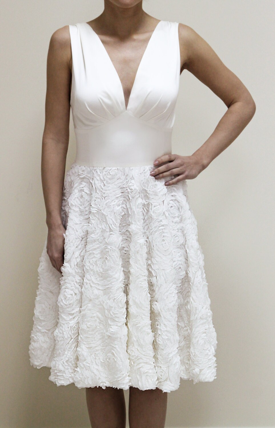 Cream Cocktail Dress Full Skirt Dress 50s Dress 60s Dress Etsy