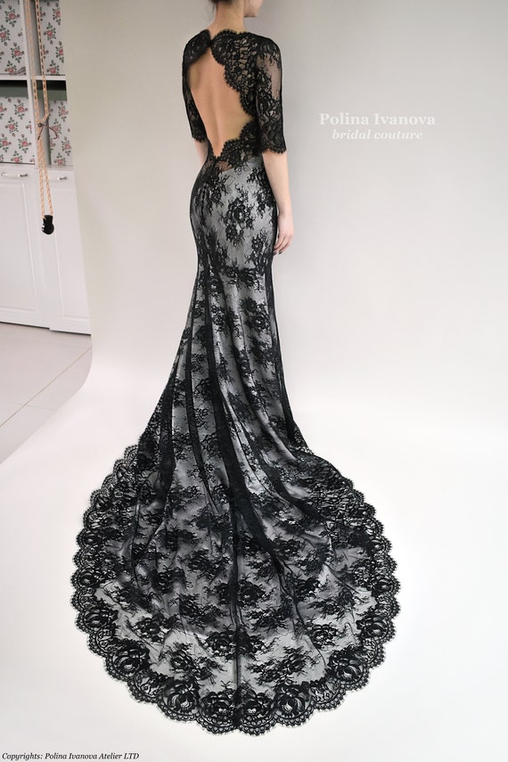 etsy black wedding dress