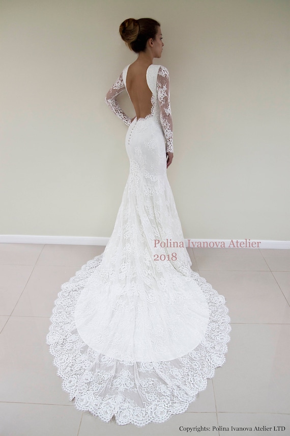 Lace Wedding Dress Open Back Wedding Dress Low Back Wedding