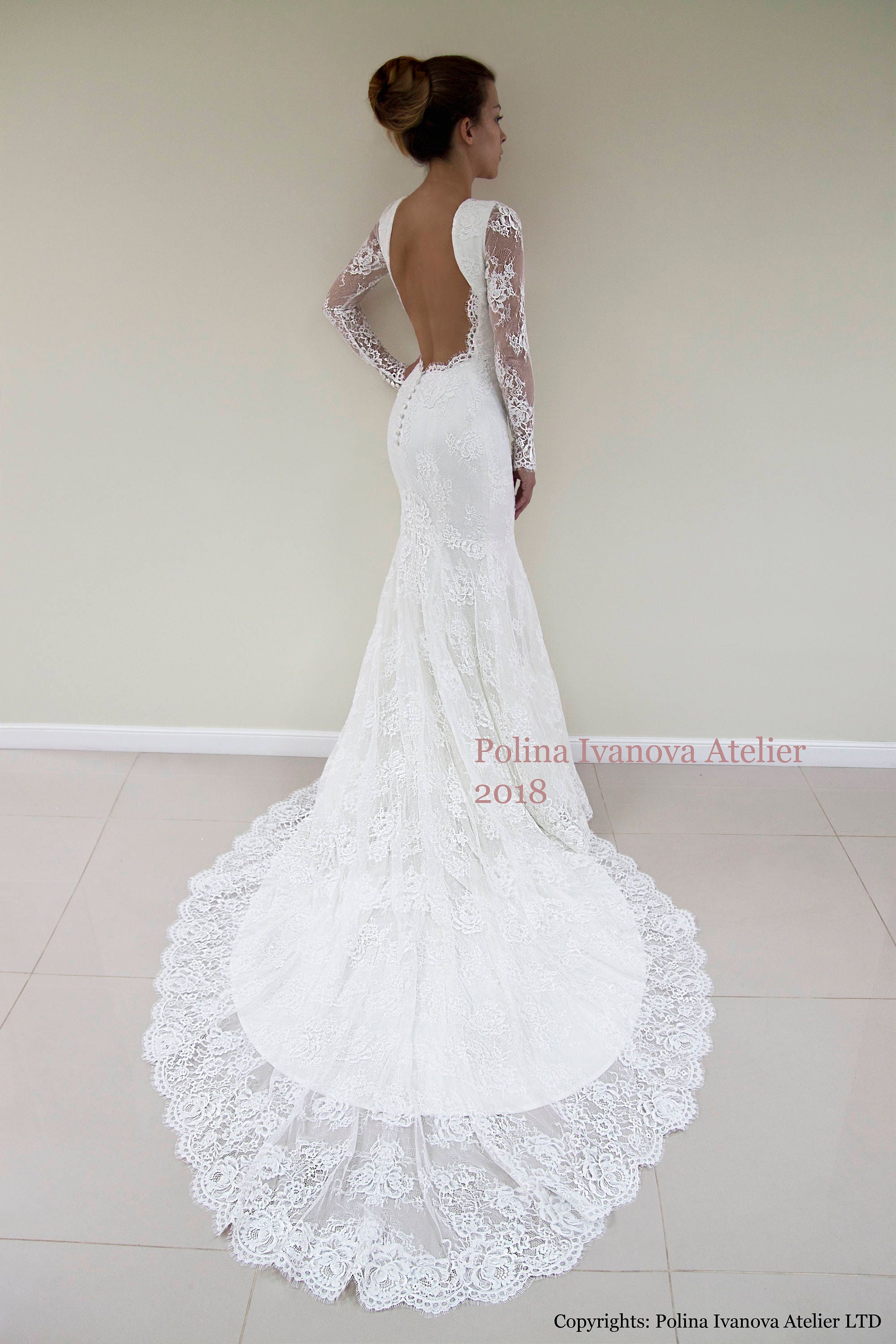 Lace Wedding Dress, Open Back Wedding Dress, Low Back Wedding