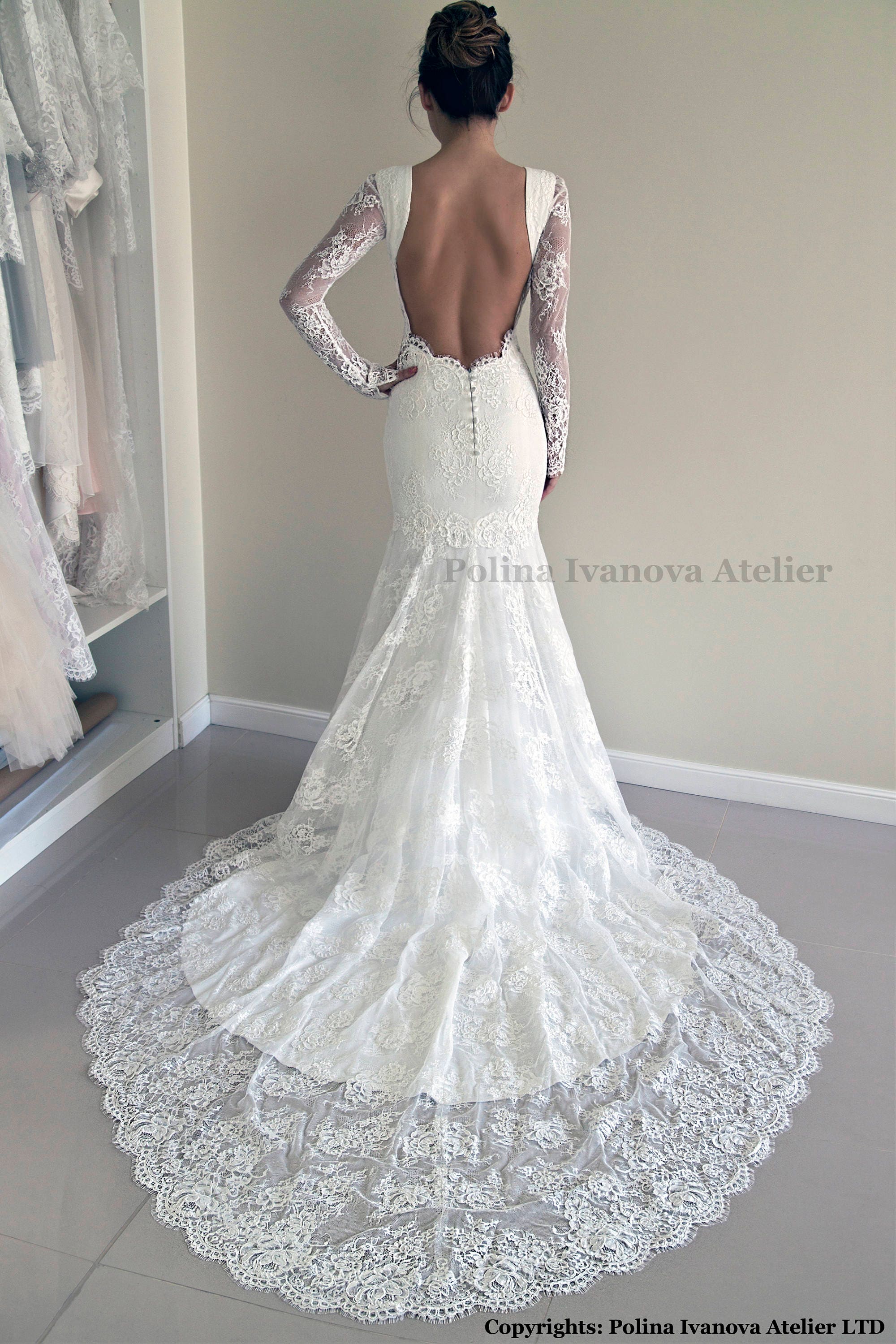 Backless Wedding Dress, Lace Wedding Dress, Sexy Wedding Dress, Open Back  Wedding Dress, Wedding Dress With Long Sleeves -  Canada