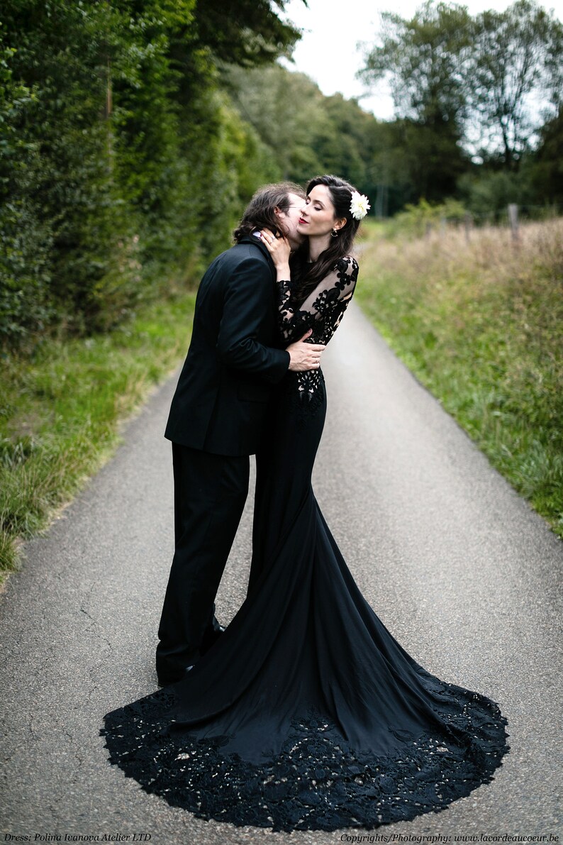 Black Wedding Dress Black Lace Wedding Dress Black Lace Etsy