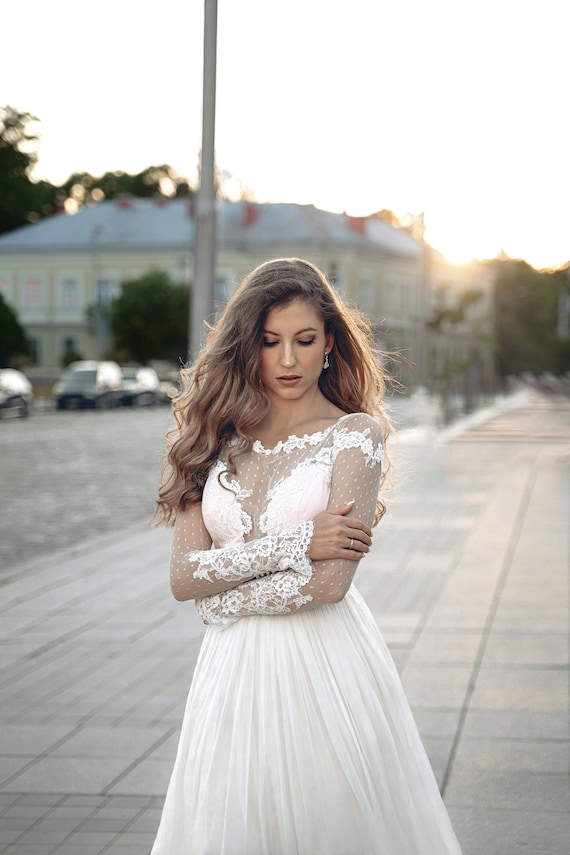 JAEDEN Damen Brautkleid Meerjungfrau Mit Spitze - Spaghettiträger Hochzeitskleid