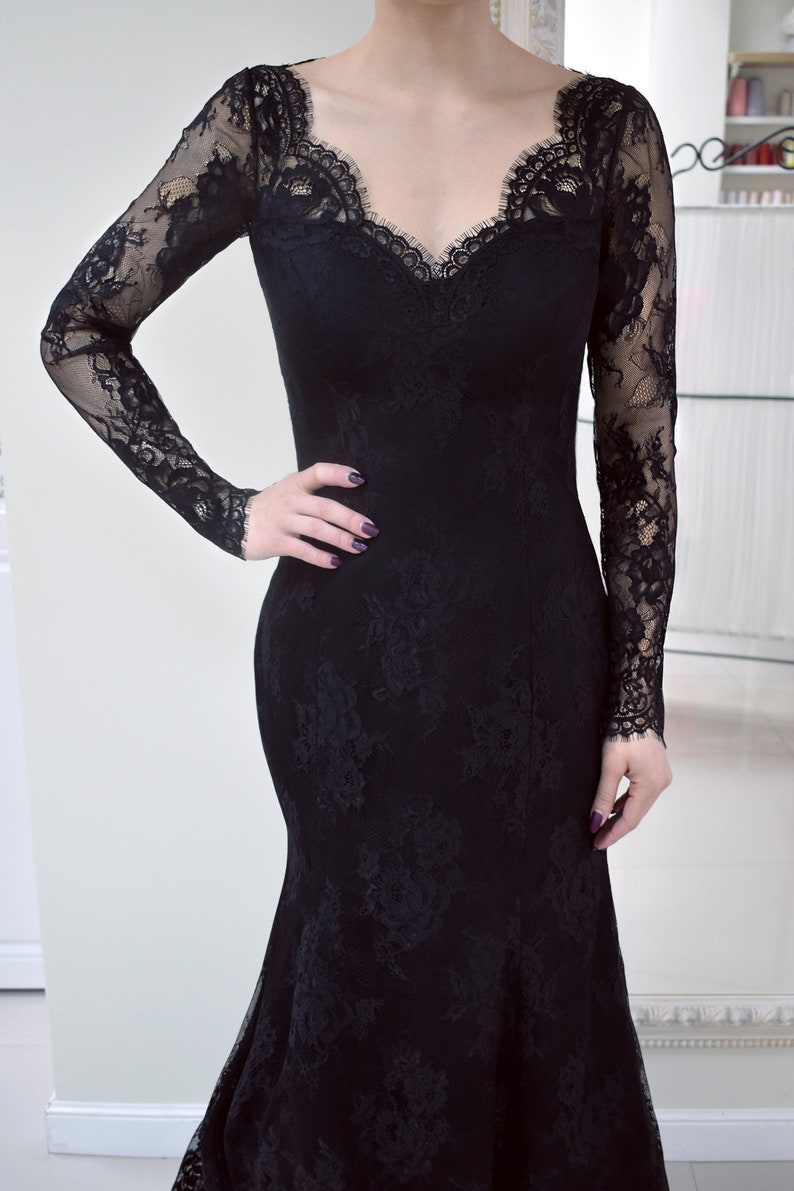 Black Lace Wedding Dress Gothic Wedding Dress Black Wedding - Etsy