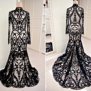 Black Wedding Dress, Black Lace Wedding Dress, Alternative Wedding Dress, Gothic Wedding Dress, Black Wedding Gown