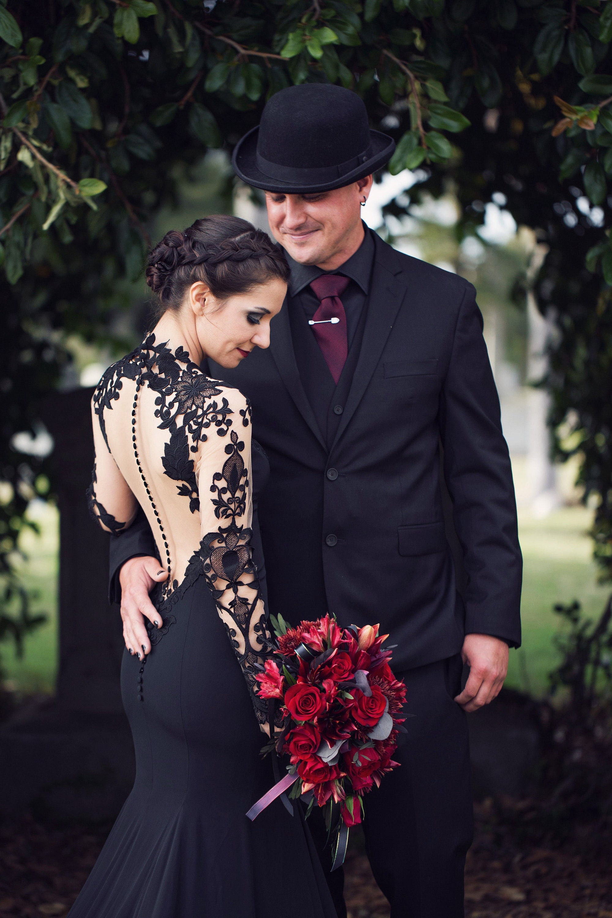 Black Wedding Dress Black Lace Wedding Dress With Long Sleeves Gothic Wedding Dress Alternative Wedding Dress Aurora 2.0 Etsy