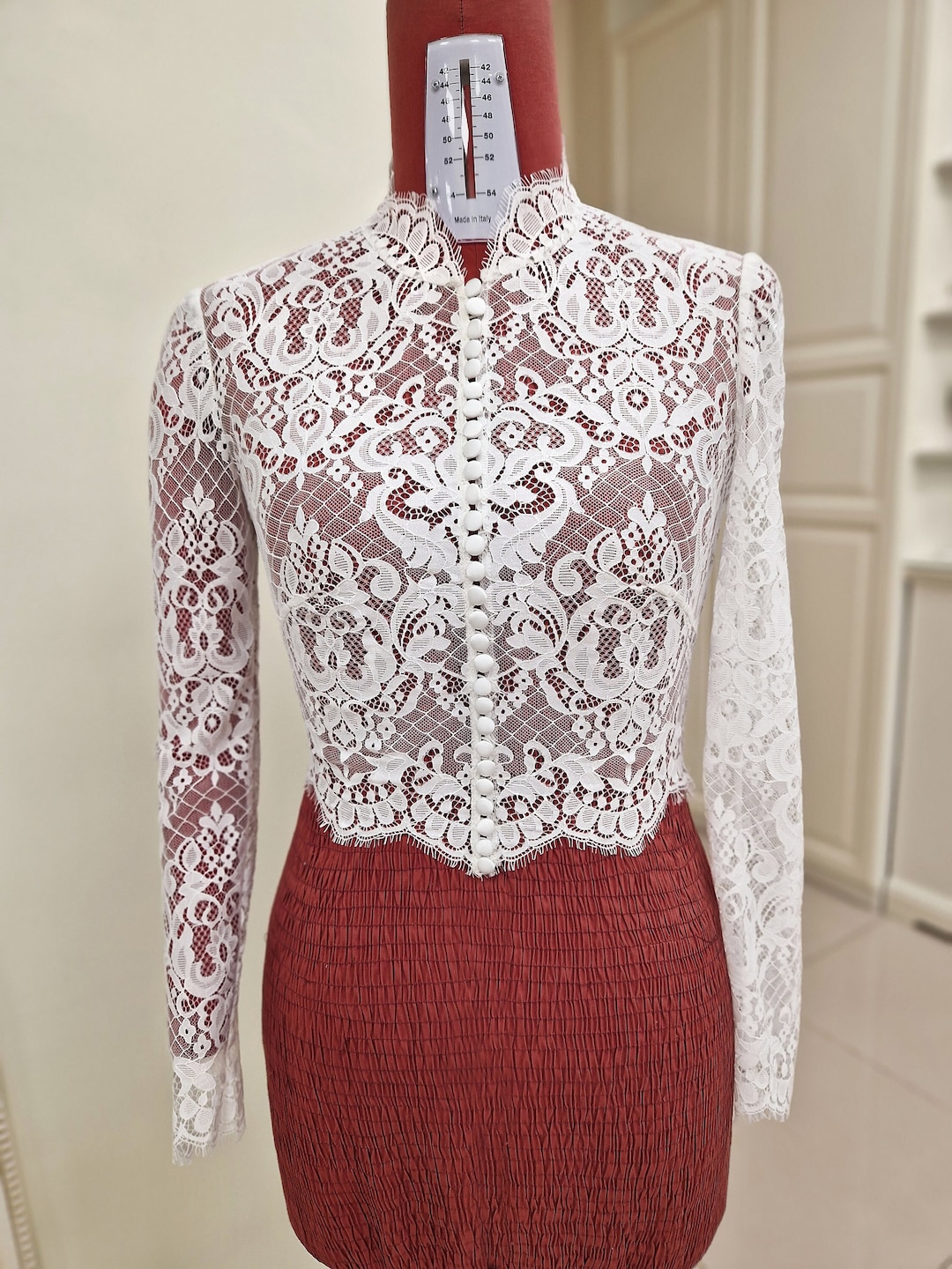 Wedding Dress Topper With Turtle Neckline and Long Sleeves, Lace ...
