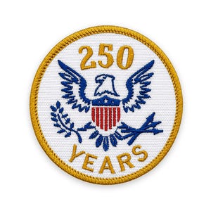 USA 250 Years Patch: Sew-On, Iron-On, or Velcro