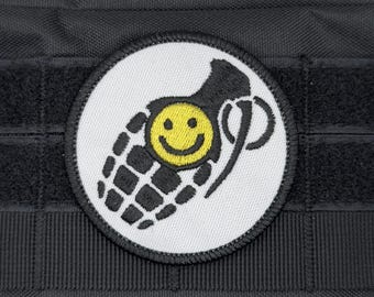 Bad Company Grenade Smile Patch: Sew-On, Iron-On, or Velcro