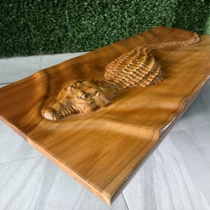 Beautiful Live Edge Cherry Wood Crocodile/Alligator Swimming Made From Solid Wood Wall Decor Alligator