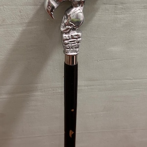 Black design Wooden Walking Stick Brass Eagle Head Handle 3 Fold