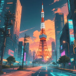 Cyberpunk/Tokyo Tower City3/Neo Tokyo/Puzzle/Neon Cityscape/Futuristic Skyline/Science Fiction/Jigsaw Puzzle Gift (110 - 1014 pieces)